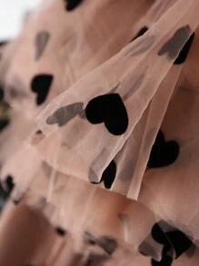 Flocked Heart Skirt, Suitable For Valentine's Day Outfit