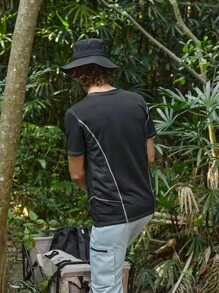 SHEIN In My Nature Chi tiết bản vá dành cho nam Quần áo bảo hộ lao động Quần áo đi bộ ngoài trời Tank Top - màu đen - Xem 6