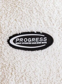 SHEIN Chica preadolescente Abrigo teddy con diseño de parche de letra sin jersey