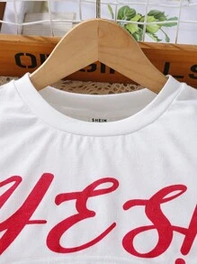 Conjunto de 2 piezas para niña preadolescente: top corto estampado y vestido - Rojo - Ver 3