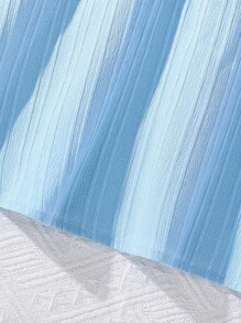 Tween Girl Ruffle Trim Button Front Belted Dress - Blue - View 5