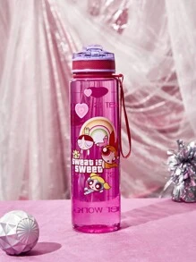 THE POWERPUFF GIRLS X SHEIN 女警主題Petg冷水瓶, 1000ml/35oz ( ) - 粉色 - 查看 3