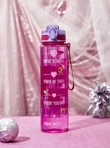 THE POWERPUFF GIRLS X SHEIN 女警主題Petg冷水瓶, 1000ml/35oz ( ) - 粉色 - 查看 4