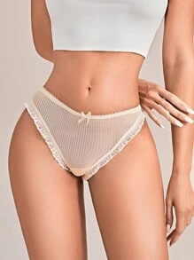 5packs Lace Trim Bow Decor Sexy Panties Set - Multicolor - View 9