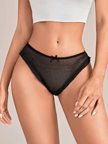 5packs Lace Trim Bow Decor Sexy Panties Set - Multicolor - View 12