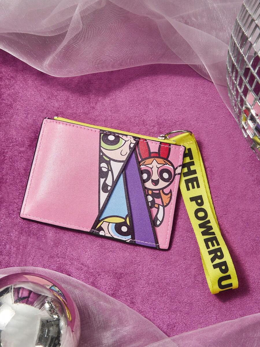 THE POWERPUFF GIRLS X SHEIN 卡通圖案卡包帶拉鍊可愛 - 彩色 - 查看 1