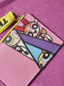 THE POWERPUFF GIRLS X SHEIN 卡通圖案卡包帶拉鍊可愛 - 彩色 - 查看 4
