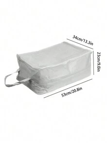 1入組素色可折疊衣服收納袋,灰色滌綸被子包, - 灰色 - 查看 3