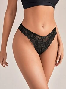3packs Lace Scallop Trim Panty Set Sexy Lingerie