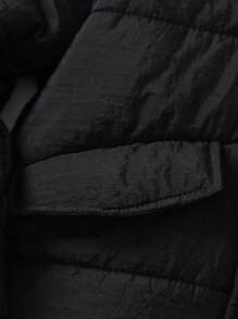 SHEIN Young Boy Fuzzy Trim Hooded Padded Coat Without Sweater - Black - View 4