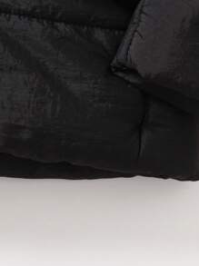 SHEIN Young Boy Fuzzy Trim Hooded Padded Coat Without Sweater - Black - View 6