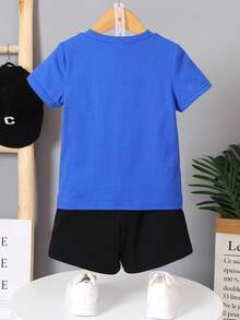 SHEIN 少年男童老虎印花t恤和短褲 - 彩色 - 查看 2