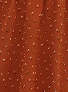 SHEIN Clasi Plus Swiss Dot Halter Neck Dress - Brown - View 3