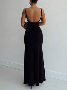 RueChic Solid Cami Bodycon Dress - Black - View 4