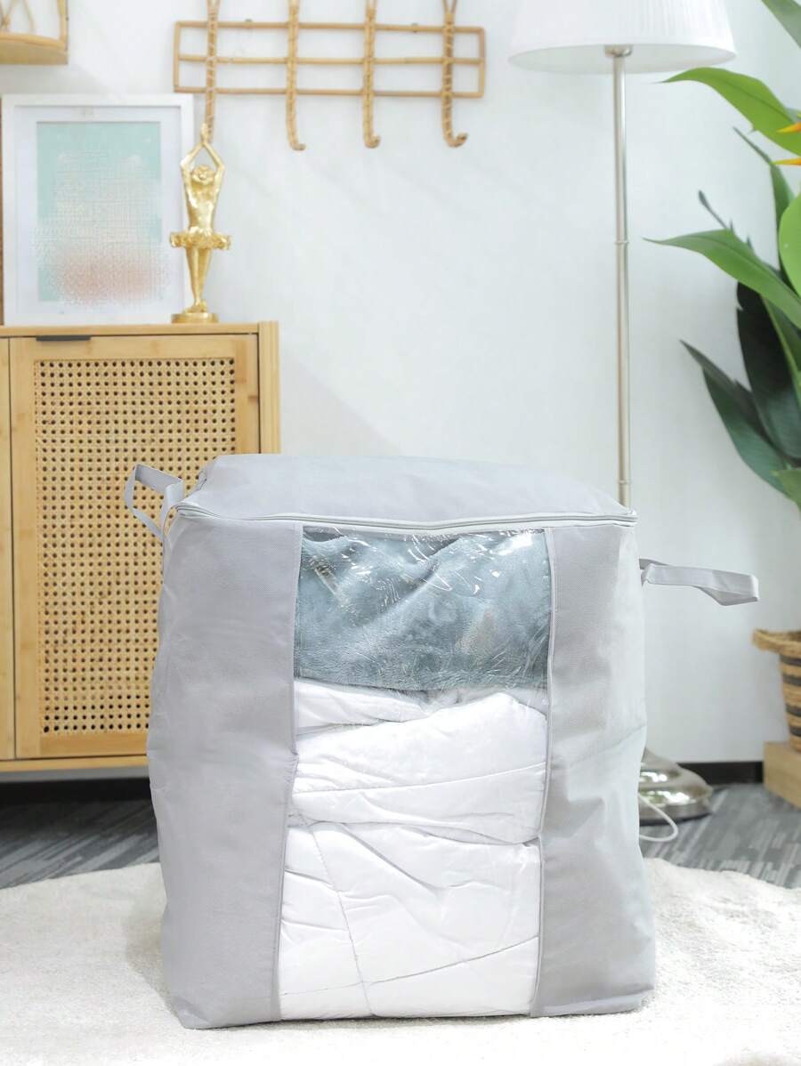 1入組素色可折疊衣服收納袋,灰色滌綸被子包, - 灰色 - 查看 1