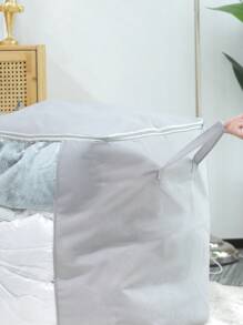 1入組素色可折疊衣服收納袋,灰色滌綸被子包, - 灰色 - 查看 3