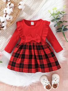 Bebé Chicas Vestido día festivo manga larga de cuadros para otoño