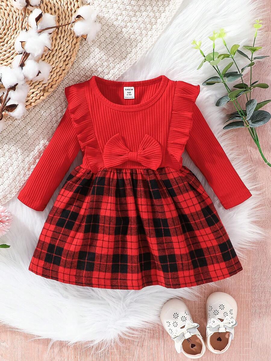 Bebé Chicas Vestido día festivo manga larga de cuadros para otoño