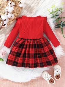 Bebé Chicas Vestido día festivo manga larga de cuadros para otoño