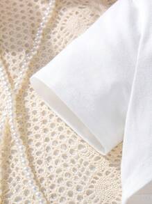 SHEIN Explorewe Tween Girl Letter Graphic Super Crop Tee & Cami Dress