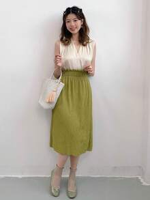 DAZY Solid V Neck Sleeveless Blouse Going Out Tops - Beige - View 9