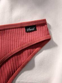 7pack Letter Patched Detail Ribbed Knit Panty - Multicolor - View 3