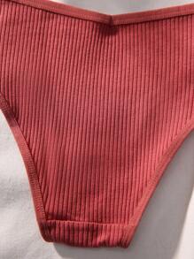 7pack Letter Patched Detail Ribbed Knit Panty - Multicolor - View 4