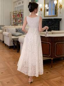 DAZY Váy dạ hội chữ A bằng vải jacquard trơn, váy thanh lịch cho nữ - trắng - Xem 2