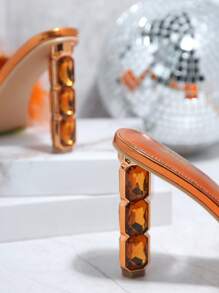 Chóp giầy mở ra 	
Fuzzy Ngọc Giày cao gót - trái cam - Xem 3