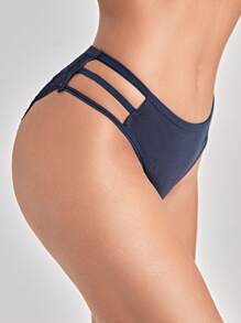 Women's Elegant High Stretch Knitted Fabric Lace Trim Briefs Multi-Color Plain Cut Out Underwear Set - Multicolor - View 8