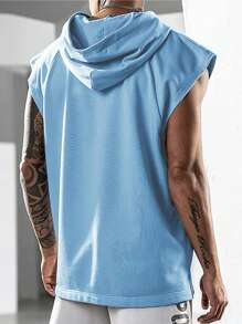 男士素色連帽背心上衣