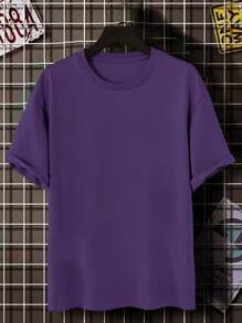 Manfinity Homme Men Plus Cartoon & Letter Graphic Tee - Purple - View 3