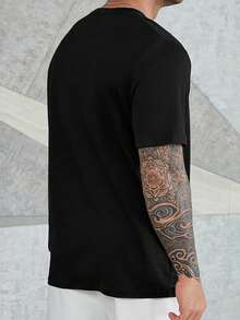 Manfinity Homme Áo thun & Áo lót Nam Lá thư Giải trí - màu đen - Xem 2