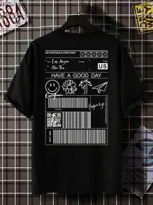 Manfinity Hypemode Men Plus Floral & Letter Graphic Tee - Black - View 4