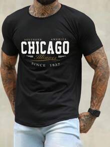 Manfinity Homme Áo thun & Áo lót Nam Lá thư Giải trí - màu đen - Xem 4