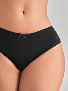 Women's Casual Multicolor Plain Bikini Briefs With Bow Detail Medium Stretch Fabric Underwear - Multicolor - View 8