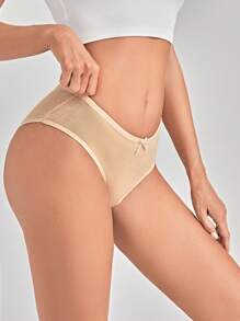 Women's Casual Multicolor Plain Bikini Briefs With Bow Detail Medium Stretch Fabric Underwear - Multicolor - View 12