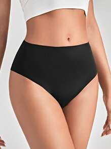 女式休闲舒适高腰黑色内裤，采用高弹力面料