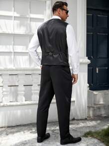 GENTILAND Men Plus Double Breasted Waistcoat Without Shirt - Multicolor - View 3