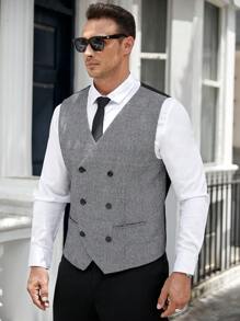 GENTILAND Men Plus Double Breasted Waistcoat Without Shirt - Multicolor - View 6