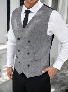 GENTILAND Men Plus Double Breasted Waistcoat Without Shirt - Multicolor - View 7