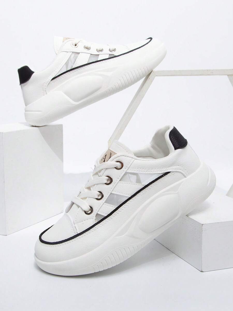 女士前綁帶板鞋,運動戶外休閒鞋 - 白色 - 查看 1