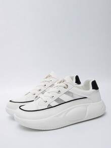 女士前綁帶板鞋,運動戶外休閒鞋 - 白色 - 查看 4