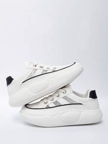 女士前綁帶板鞋,運動戶外休閒鞋 - 白色 - 查看 5