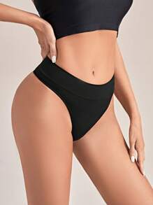 Pantis sexy sin costuras de un solo color - Negro - Ver 5