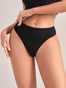 Pantis sexy sin costuras de un solo color - Negro - Ver 8