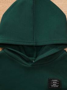 SHEIN 男嬰休閒寬鬆素色連帽衫，鬆緊腰帶工作褲，舒適運動套裝