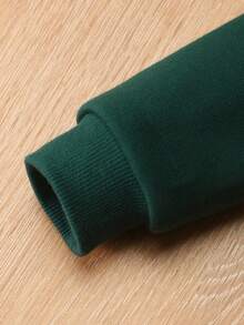 SHEIN 男嬰休閒寬鬆素色連帽衫，鬆緊腰帶工作褲，舒適運動套裝