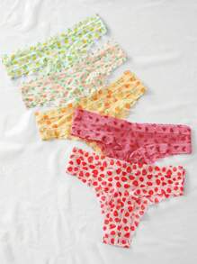 Eraneu 5packs Fruit Print Sexy Panties Set Lingerie