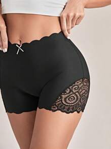 Quần lót Nữ Nơ Bướm Tương phản ren màu trơn - màu đen - Xem 7